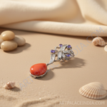 将图像加载到图库查看器中, 女士银色坦桑石橙色珊瑚吊坠 | 高级珠宝