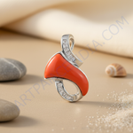 Load image into Gallery viewer, Colgante de coral plateado para mujer | Joyería moderna con piedras preciosas
