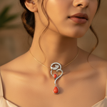 Load image into Gallery viewer, Collar con colgante de coral plateado para mujer | Joyería con piedras preciosas