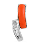Load image into Gallery viewer, Silver Coral & Baguette Diamond Pendant for Women | Modern Jewelry