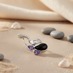 Load image into Gallery viewer, 925 Silver Onyx & Purple Stone Pendant for Women