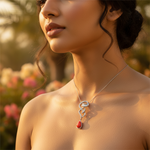 Load image into Gallery viewer, 925 Silver Coral Pendant Necklace for Women | Teardrop Jewelry