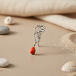 Load image into Gallery viewer, 925 Silver Coral Pendant Necklace for Women | Teardrop Jewelry