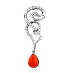 Load image into Gallery viewer, 925 Silver Coral Pendant Necklace for Women | Teardrop Jewelry