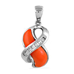 Load image into Gallery viewer, 925 Silver Coral Pendant with Diamond Accents | Gift for Her