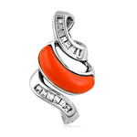 Load image into Gallery viewer, 925 Silver & Orange Enamel Pendant | Baguette Cut CZs | For Women