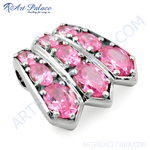 Load image into Gallery viewer, 925 sterling silver pink gemstone pendant, featuring oval-cut stones in a unique design.