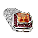 Load image into Gallery viewer, Silver Ring with Orange Gemstone & Ruby | Women's Ring