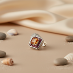 将图像加载到图库查看器中, Silver Ring with Orange Gemstone & Ruby | Women's Ring