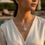 将图像加载到图库查看器中, 925 Silver Flower Pendant Necklace | Diamond Pave Jewelry