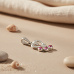 将图像加载到图库查看器中, 925 Silver Heart Pendant with Pink CZ Stones for Women