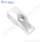 Load image into Gallery viewer, 925 sterling silver pendant with a round cubic zirconia gemstone in the center, white background.