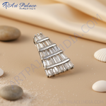 Load image into Gallery viewer, Silver Baguette Cut Cubic Zirconia Pendant | Women's Jewelry Gift