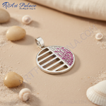 Load image into Gallery viewer, 925 Silver Circle Pendant with Crystals for Women | Gift Jewelry