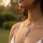 将图像加载到图库查看器中, Silver Feather Pendant with Cubic Zirconia | Women's Jewelry Gift