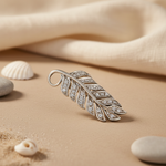 将图像加载到图库查看器中, Silver Feather Pendant with Cubic Zirconia | Women's Jewelry Gift