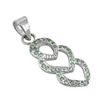 Load image into Gallery viewer, 925 Silver Heart Pendant Necklace with Green Gemstones | Gift for Her