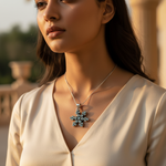 Load image into Gallery viewer, Colgante de flor de topacio azul en plata de ley 925 | Joyería para mujer