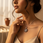 Load image into Gallery viewer, 925 Silver Sapphire & White Topaz Pendant | Flower Jewelry