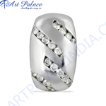 Load image into Gallery viewer, Silver bead with inlaid sparkling cubic zirconia gemstones for jewelry making, elegant design