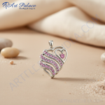 Load image into Gallery viewer, Colgante de corazón de plata con cristales rosas | Regalo de joyería para mujer