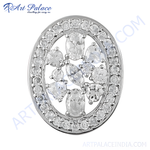 Load image into Gallery viewer, 925 Sterling Silver pendant featuring oval shape with sparkling cubic zirconia stones.