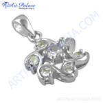 Load image into Gallery viewer, 925 Sterling Silver flower pendant with sparkling cubic zirconia gemstones. Elegant women's jewelry.