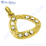 将图像加载到图库查看器中, gold plating teardrop charm pendant with white gemstones, a stylish and elegant piece of jewelry.