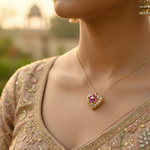将图像加载到图库查看器中, gold plating Ruby Heart Pendant | Diamond Accents | Gift for Her