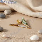 将图像加载到图库查看器中, 镶嵌宝石的金色三角形吊坠项链 | 时尚首饰