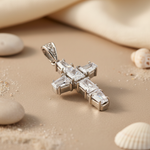 Load image into Gallery viewer, 925 Silver Cross Pendant Necklace | Baguette Cut Cubic Zirconia