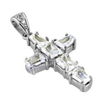 Load image into Gallery viewer, 925 Silver Cross Pendant Necklace | Baguette Cut Cubic Zirconia