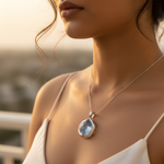 Load image into Gallery viewer, 925 Sterling Silver Chalcedony Pendant | Blue Gemstone Jewelry