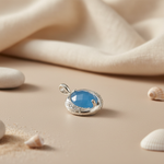 将图像加载到图库查看器中, 925 Sterling Silver Chalcedony Pendant | Blue Gemstone Jewelry