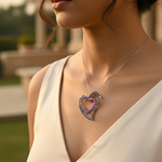 Load image into Gallery viewer, 925 Silver Double Heart Pendant with Ruby & Sapphire | Women's Jewelry