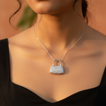 Load image into Gallery viewer, Silver Padlock Charm Pendant | Cubic Zirconia | For Women