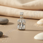 Load image into Gallery viewer, 925 Silver Emerald Cut Pendant | White Gemstone Jewelry