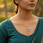 将图像加载到图库查看器中, Silver Om Pendant Necklace with Cubic Zirconia | Women's Jewelry Gift