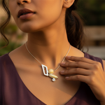 将图像加载到图库查看器中, Silver Pendant with Yellow Gemstones | Unique Jewelry for Women