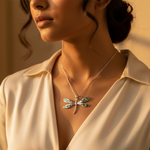 将图像加载到图库查看器中, 925 Silver Dragonfly Pendant Necklace | Mother of Pearl | Gift
