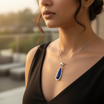 Load image into Gallery viewer, 925 Silver Blue Sandstone Pendant Necklace for Women