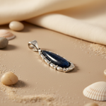 将图像加载到图库查看器中, 925 Silver Blue Sandstone Pendant Necklace for Women