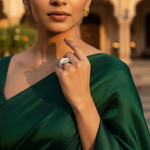 Load image into Gallery viewer, Silver and Beige Curved Ring | Statement Jewelry for Women