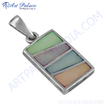 Load image into Gallery viewer, 925 sterling silver pendant with colorful gemstone inserts, a modern and stylish piece of jewelry