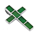将图像加载到图库查看器中, 925 Silver Cross Pendant Necklace with Green Gemstone | Gift