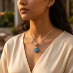 Load image into Gallery viewer, Colgante de cruz de piedra azul en plata 925 para mujer | Joyería religiosa