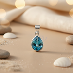 将图像加载到图库查看器中, 925 Silver Blue Topaz Teardrop Pendant for Women | Gift