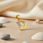 将图像加载到图库查看器中, gold plating Letter D Pendant with Cubic Zirconia | Women's Jewelry