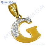 将图像加载到图库查看器中, gold plating letter G pendant with sparkling diamonds, a stylish initial jewelry piece.