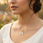 Load image into Gallery viewer, gold plating Diamond Initial M Pendant | gold plating Letter Necklace for Women